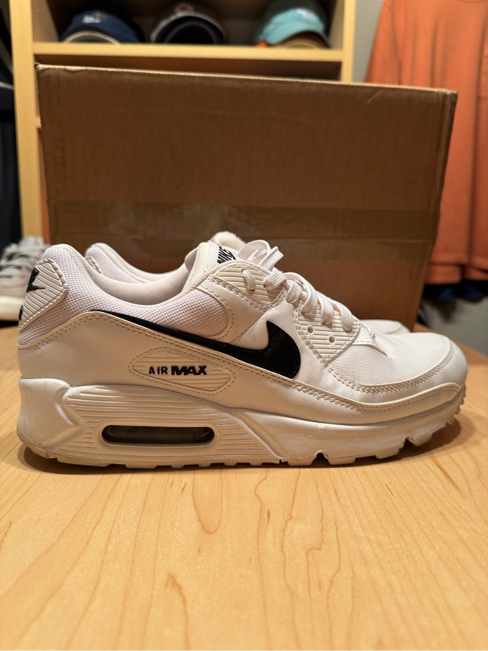 Nike White and Black Air Max 90 - W 11.5 / M 10